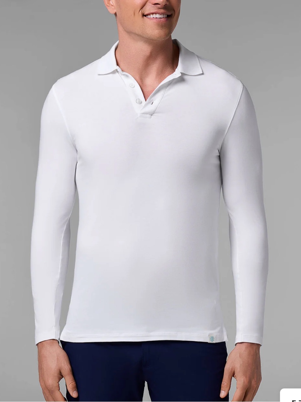 Coolibar White Men's Coppitt Long Sleeve Weekend Polo Shirt Sz L